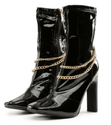 Chain High Heels Bootie Karie-2 By Liliana Black Pu