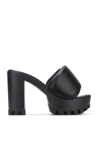 DELTA Women Chunky Platform High Heel Open Toe Slip On Sandals