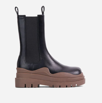 Black Brown Chunky Sole Ankle Chelsea Biker Boots | Shoe Time