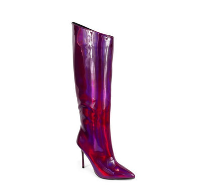 Purple Knee-High-Boots-Metallic Frenzy-1 by Liliana | Shoe Time