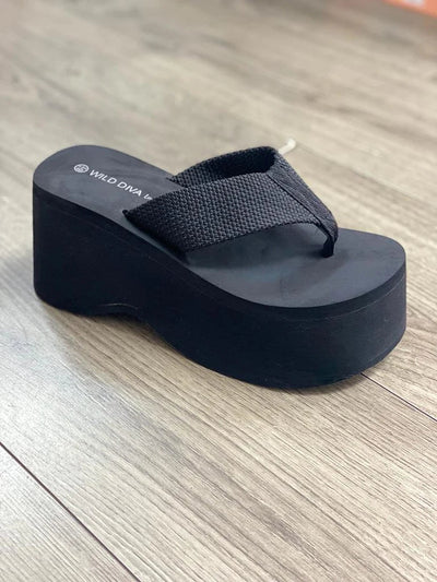Black Platform Wedge Sandals Felda-01 | Shoe Time