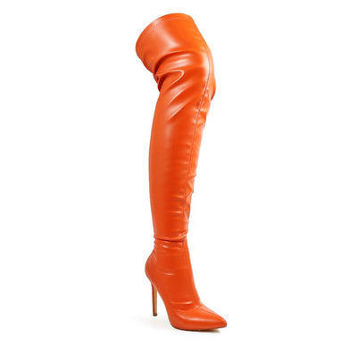 Patent Knee High Boots Gisele-7 by Liliana Orange | Shoe TIme