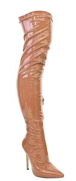 Tan  Over the Knee Thigh High Shiny Patent Boots