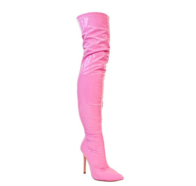 Pink  Over the Knee Thigh High Shiny Patent Boots