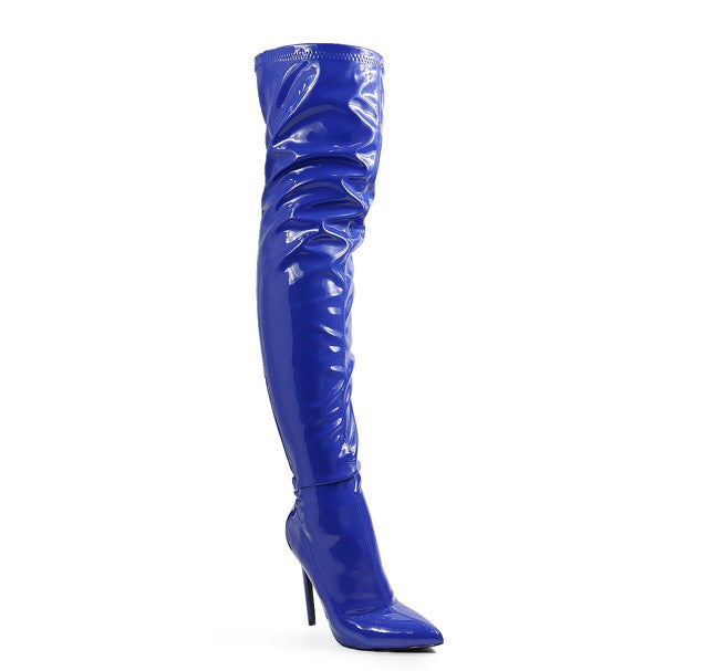 Liliana Gisele-7A Over the Knee Thigh High Shiny Patent Boots | Shoe Time