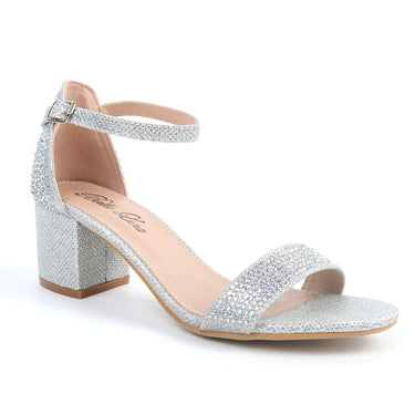 Silver Chunky Rhinestone Heels