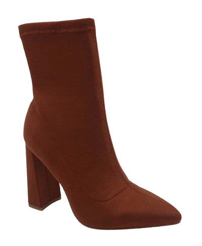 Women Pointed Toe Chunky High Heel Ankle Boots Booties Harper-09 By Bamboo
