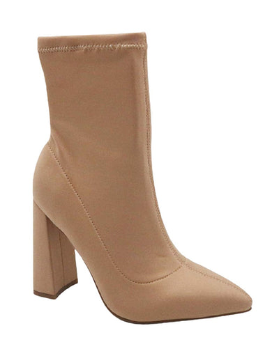 Women Pointed Toe Chunky High Heel Ankle Boots Booties Harper-09 By Bamboo