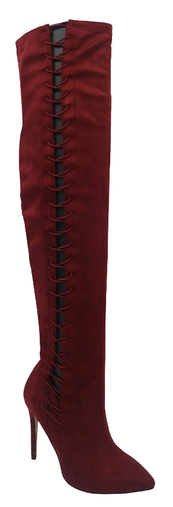 Pointy Toe Stiletto High Heel Over The Knee boots Hibiscus-58 By Anne Michelle