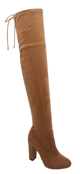 Over The Knee Chunky Heel Boot Tan