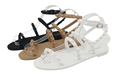 Bamboo Holiday-01 Women's Flat Studded Sandals Gladiator Sandals Natural Jelly - 1