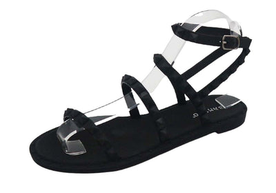 Bamboo Holiday-01 Women's Flat Studded Sandals Gladiator Sandals Black Jelly - Black