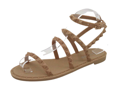 Bamboo Holiday-01 Women's Flat Studded Sandals Gladiator Sandals Natural Jelly - 0