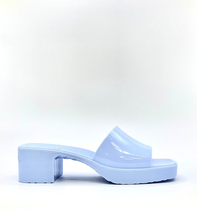 Jelly Chunky Block Heel Sandals - Blue