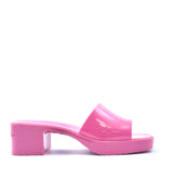 Jelly Chunky Block Heel Sandals - Hot Pink