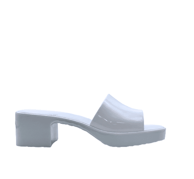 Jelly Chunky Block Heel Sandals - White