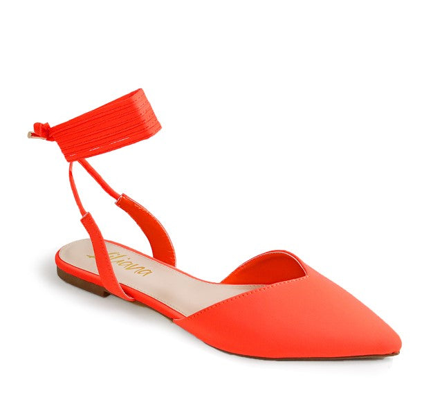 Orange  Lace Up Ballet Pointed Toe Sandals | Shoe Time