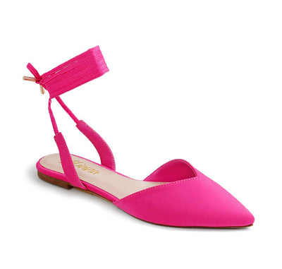 Pink  Lace Up Ballet Pointed Toe Sandals | Shoe Time