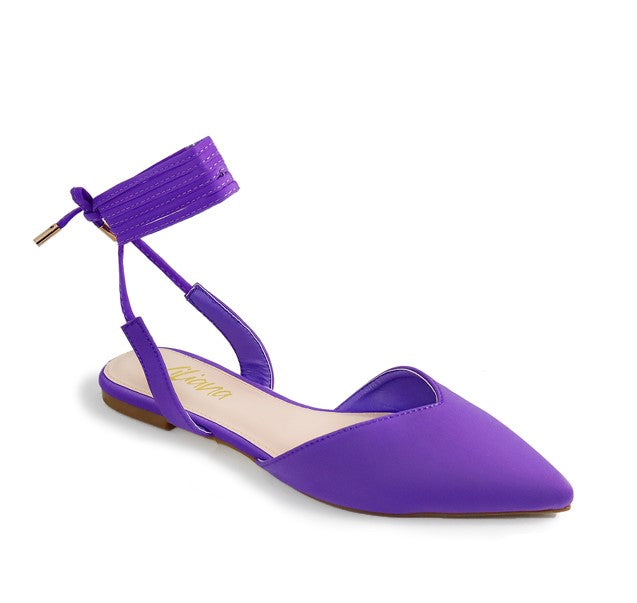 Purple Lace Up Ballet Pointed Toe Sandals | Shoe Time