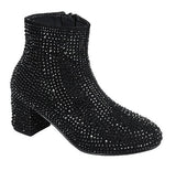 Black Kids Rhinestone Booties Forever Iceberg-12K | Shoe Time