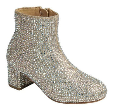 Champagne Kids Rhinestone Booties Forever Iceberg-12K | Shoe Time