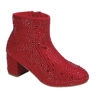 Red Kids Rhinestone Booties Forever Iceberg-12K | Shoe Time