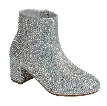 Silver Kids Rhinestone Booties Forever Iceberg-12K | Shoe Time