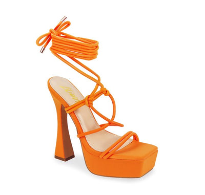 Orange Platform Chunky High Heel Sandals Johana-1 By Liliana | Shoe Time