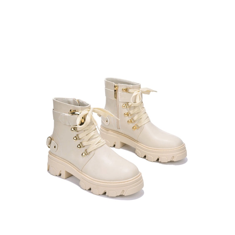 Cape Robbin Combat Boots with Zipper Juicy white