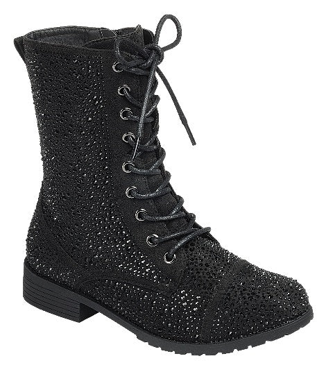 Rhinestone Combat Boots Jalen-99 Forever | Shoe Time