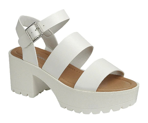 White Chunky Heeled Sandals Kira-25 | Shoe Time
