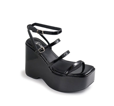 Black Ankle Strap Wedge Sandals Lamoda-1 | Shoe Time