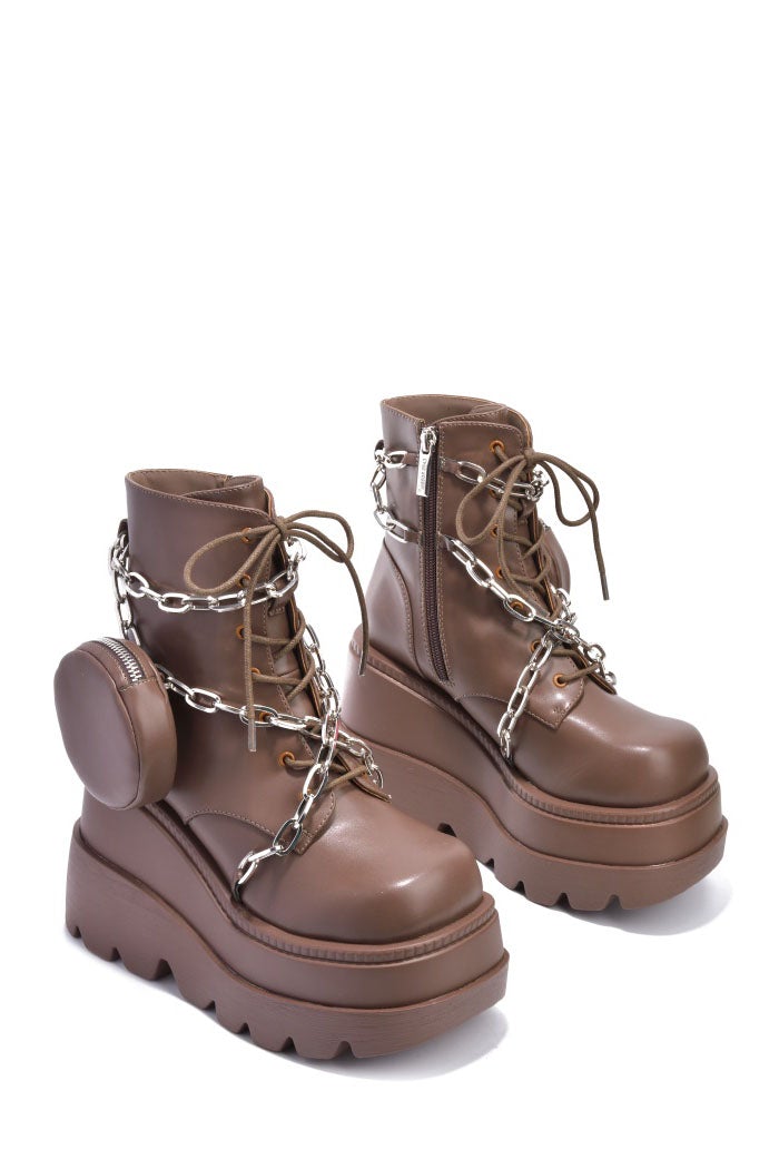 Chunky Lug Platform Chain Zipper Pouch Bootie | Shoe Time