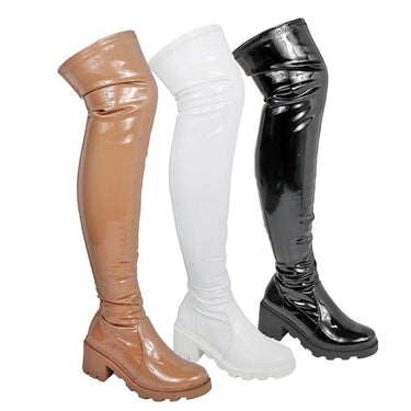 Thigh High Boots Chunky Lug Sole