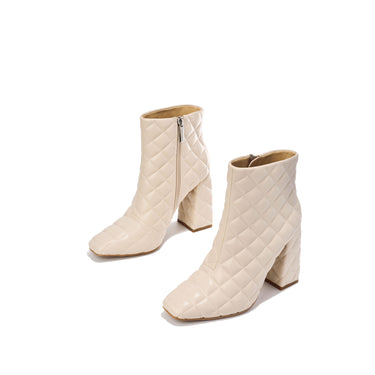 White Chunky Pointed Toe Booties