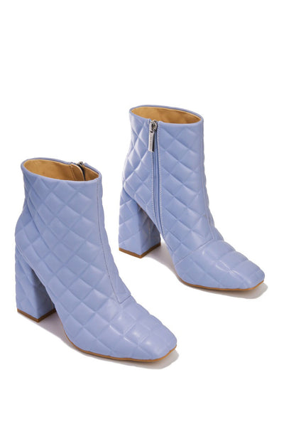 Blue Chunky Pointed Toe Booties
