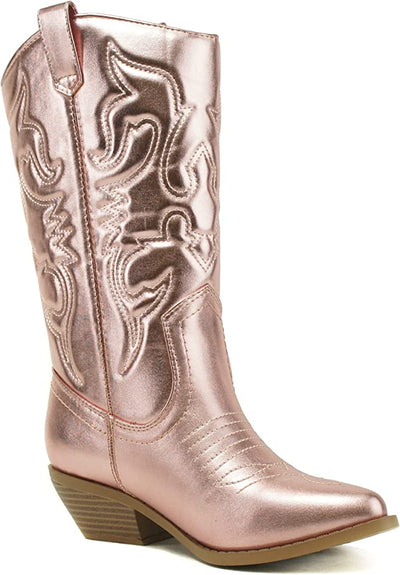 Soda Women Cowgirl Cowboy Western Stitched Ankle Boots Pointed Toe Short  Booties RIGGING-S Silver Metallic 7.5 