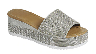 Silver Rhinestone Platform Sandals Luxury-99 | Shoe Time