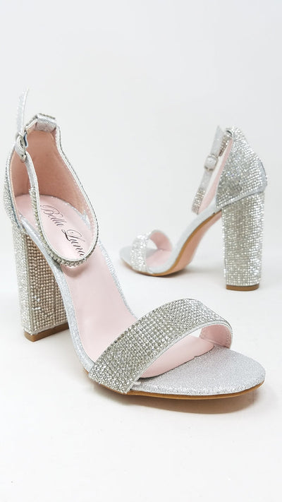 bella luna mimi-01 glitter open toe rhinestone ankle strap chunky heeled sandal - 1