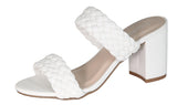 Braided Block Heeled Sandals Mira-6 Lov Mark wHITE