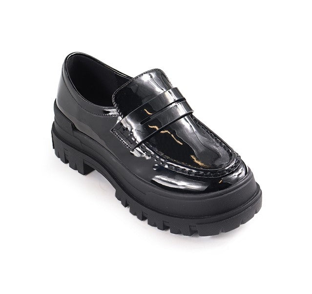 Black Slip On Platform Loafers Mohave-1 | Shoe Time