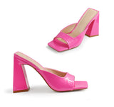 Pink Square Toe Mule Monamia-1 | Shoe Time