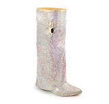 Rhinestone Shark Padlock Boots Mutto-1C | Shoe Time