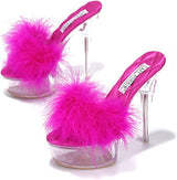 Fluffy Fur Clear High Heels Maren Cape Robbin | Shoe Time