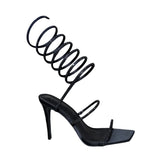 Black  Rhinestone Wrap Around Heels Nars-12 | Shoe Time