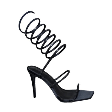 Black  Rhinestone Wrap Around Heels Nars-12 | Shoe Time