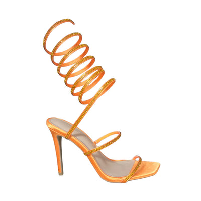 Orange  Rhinestone Wrap Around Heels Nars-12 | Shoe Time