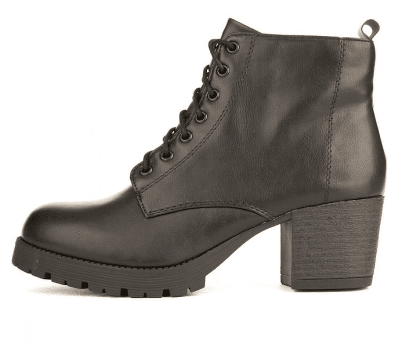  Soda Women's Nevitt Faux Leather Lace Up Chunky Heel Combat  Style Boots,Black,5.5