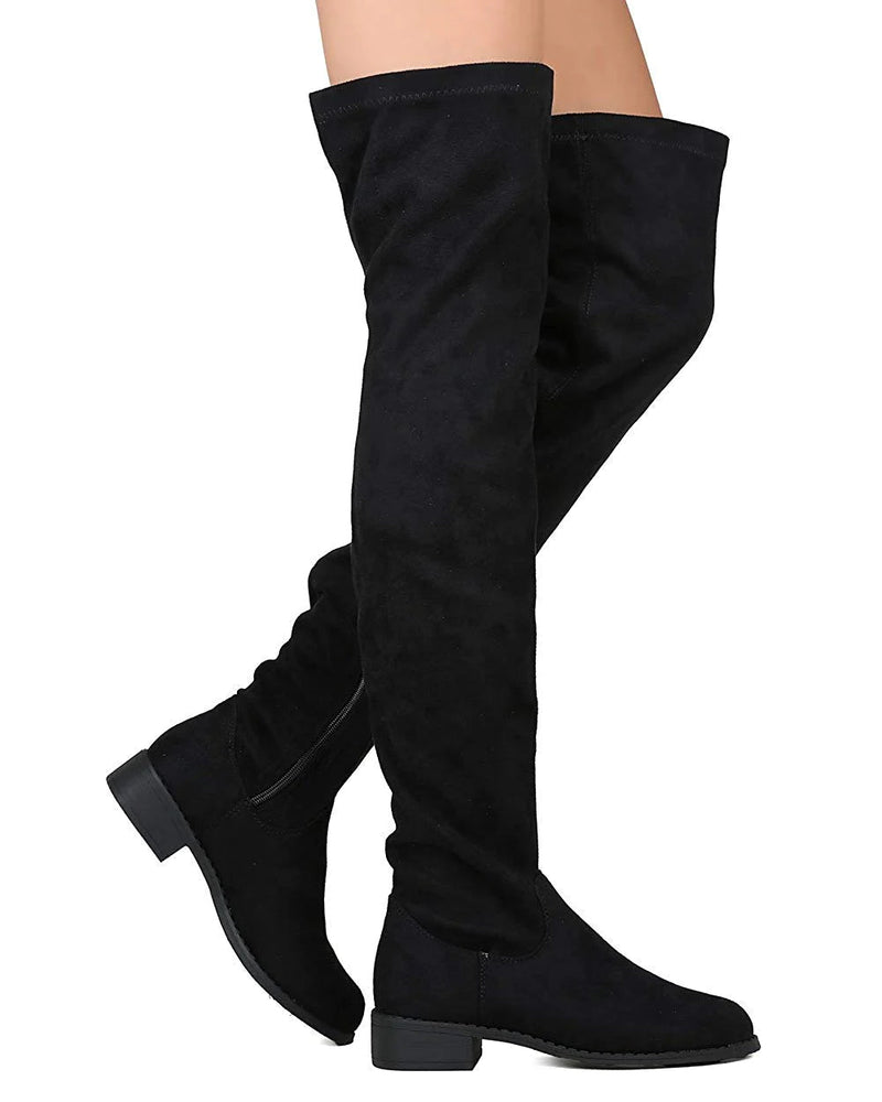 Black Natural Breeze Thigh High Boots Olympia-20 | Shoe Time