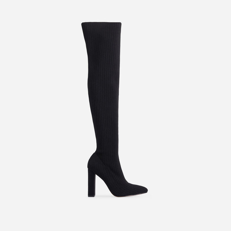 Lemonade ONLY-FANS Block Heel Over The Knee Thigh High Sock Boot